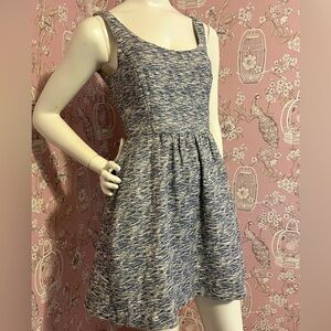 Zara Basic Navy and white tweed dress with pockets.